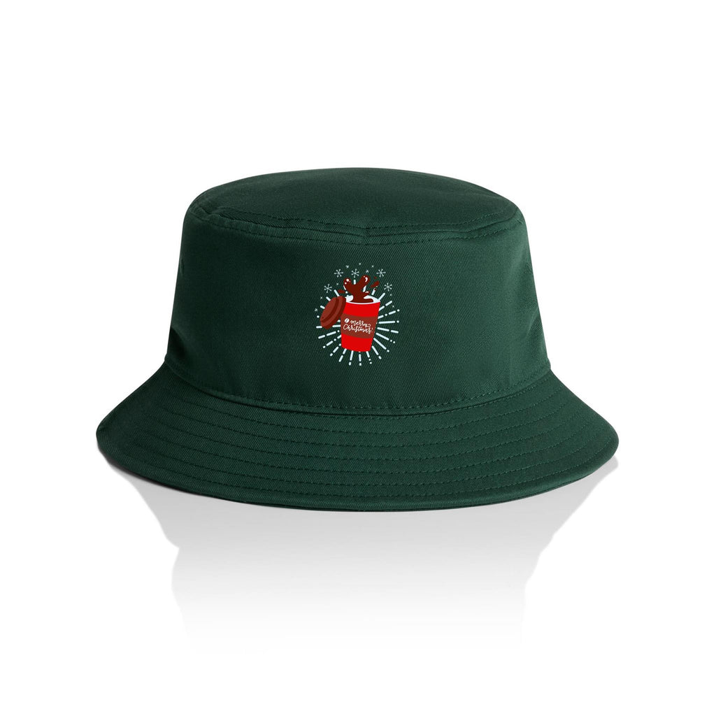 Christmas Coffee - Christmas AS Colour Bucket Hat Forest Green One Size Christmas Bucket Hat Christmas Printed In Australia