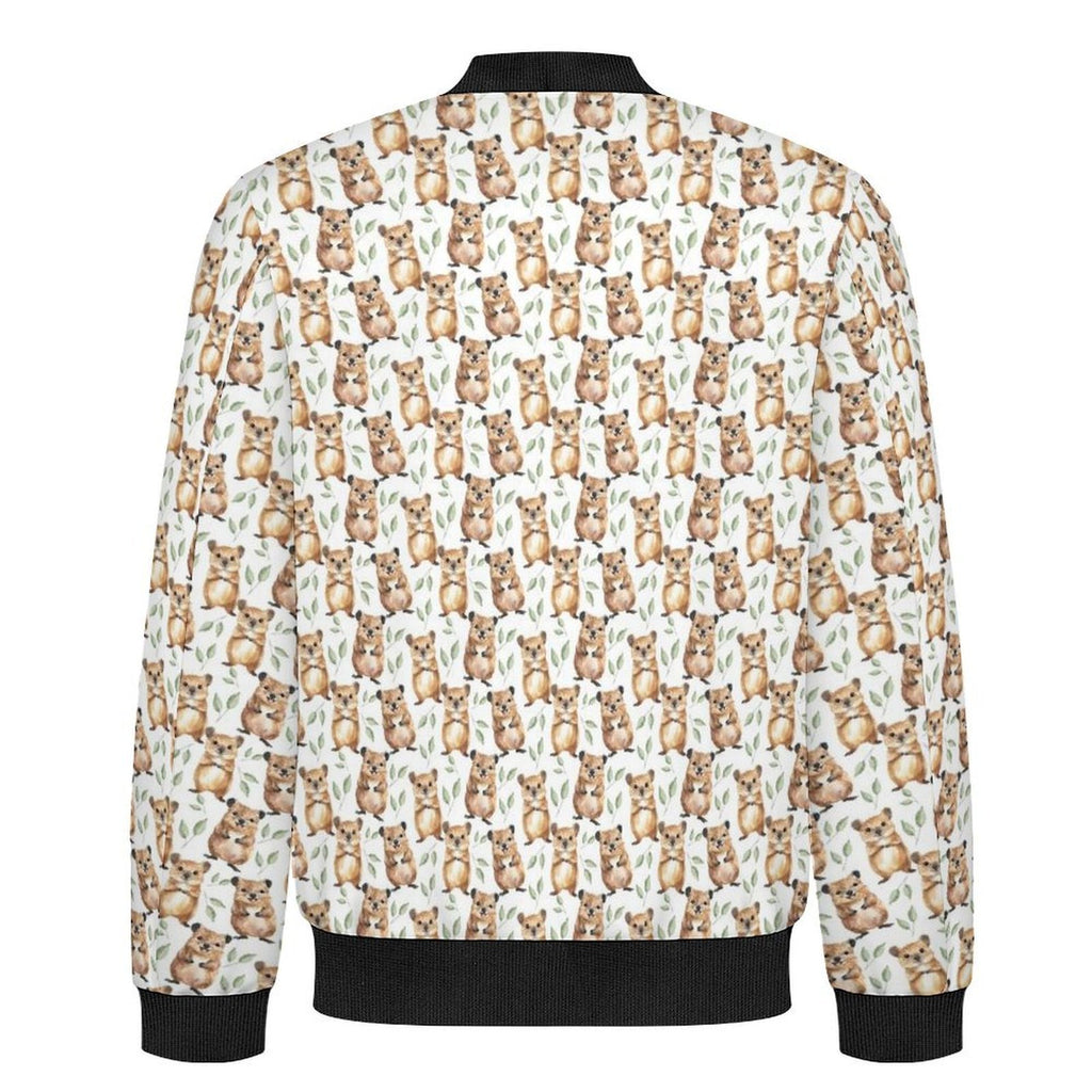 Quokkas Men's Casual Zip‑Up Bomber Jacket