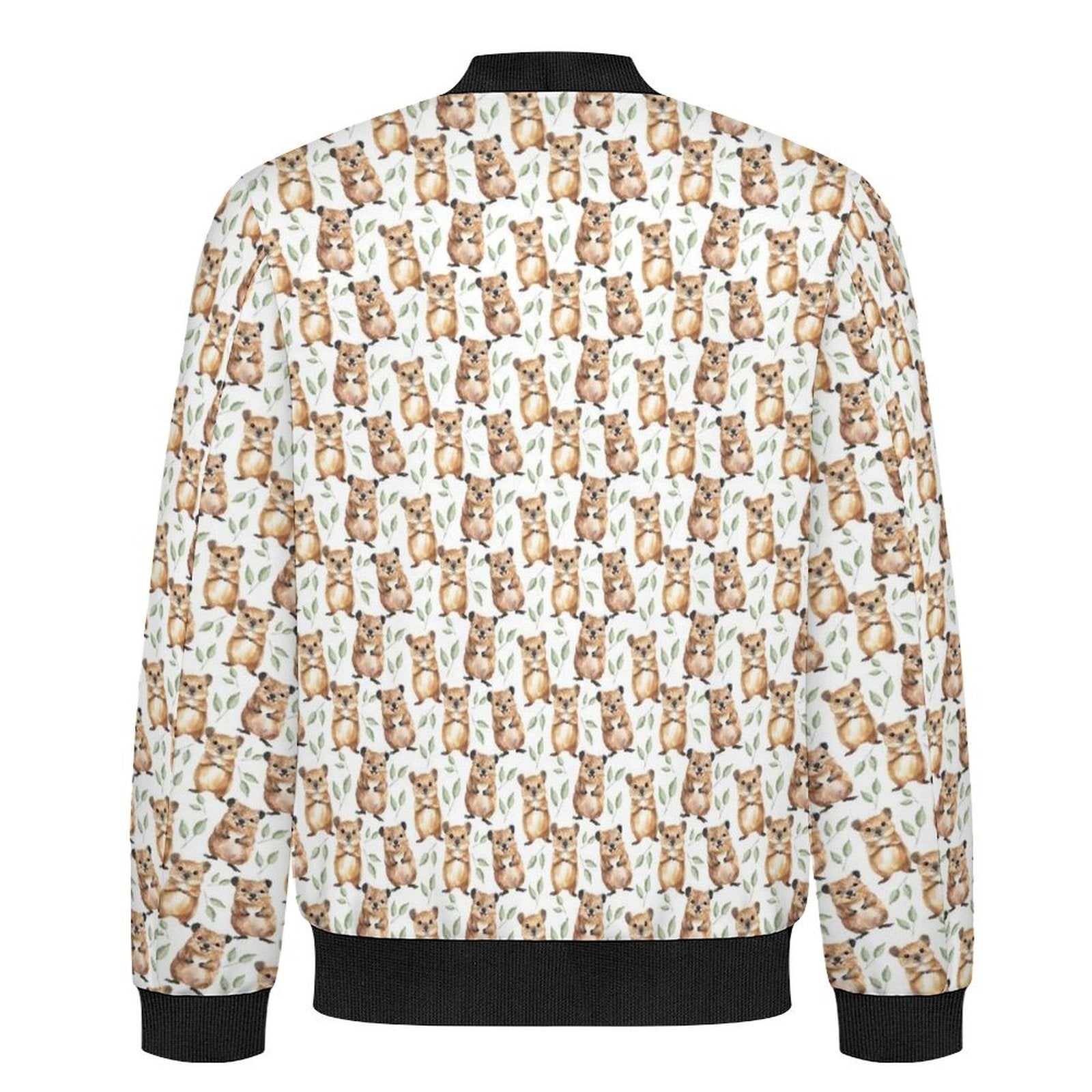 Quokkas Men's Casual Zip‑Up Bomber Jacket
