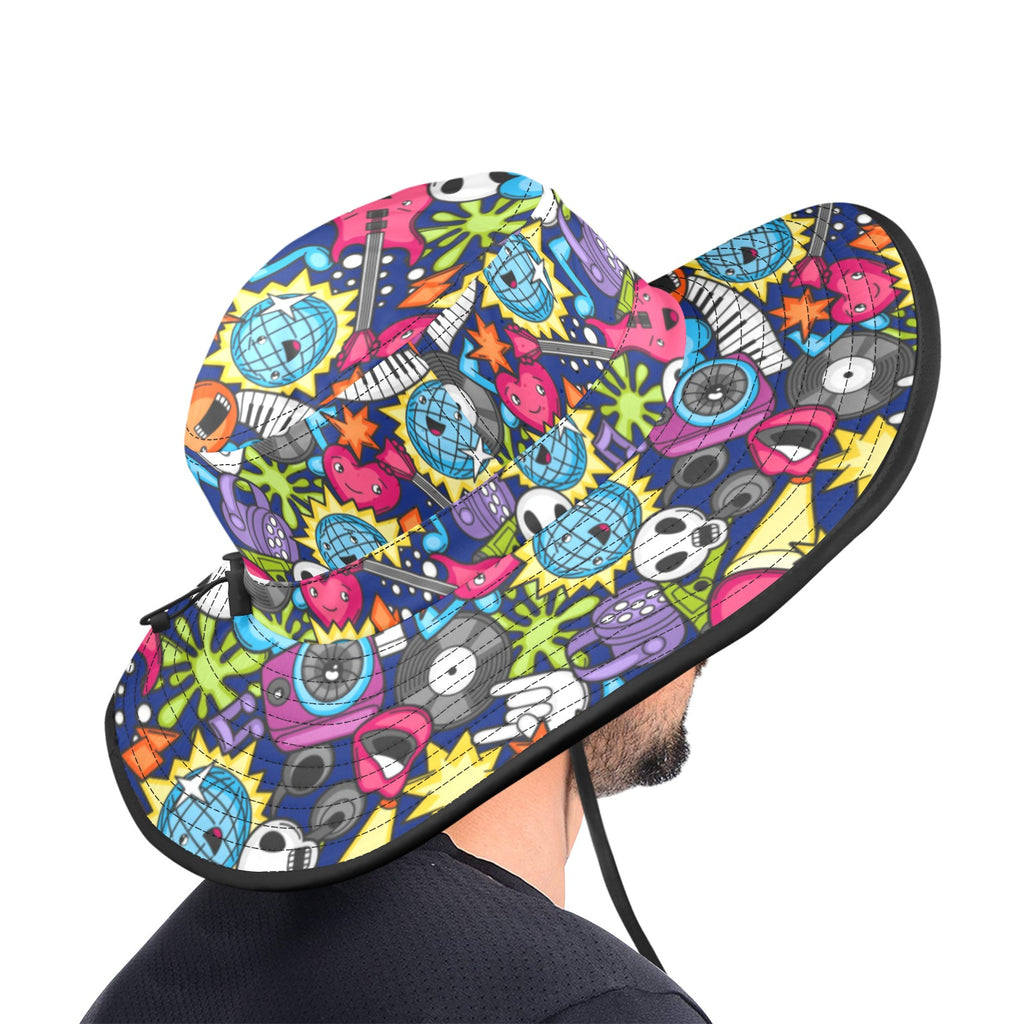 Sticker Music Wide Brim Bucket Hat Wide Brim Bucket Hat Music Printed Offshore