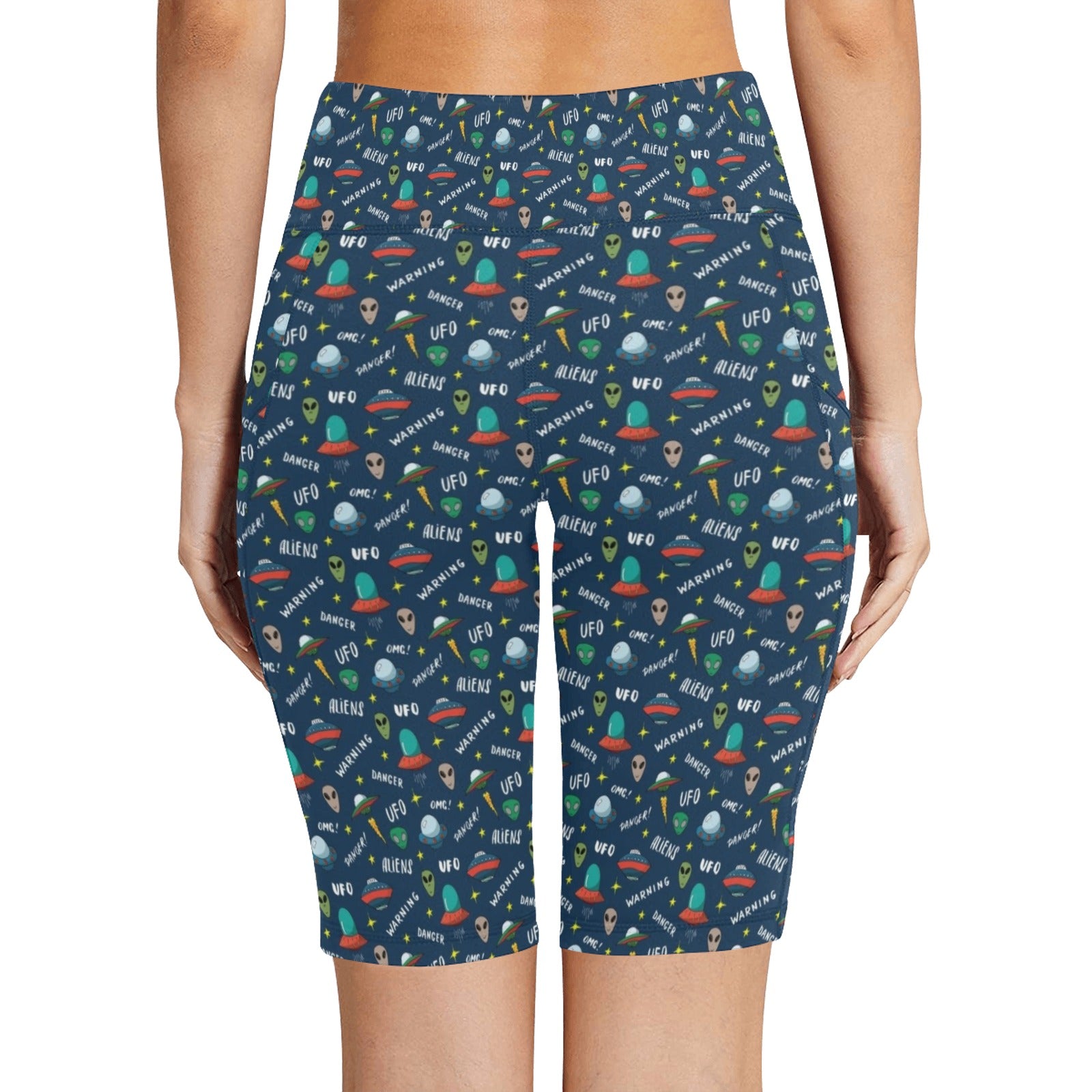UFO's And Aliens Women's Bike Shorts With Side Pockets Women's Bike Shorts Printed Offshore Sci Fi