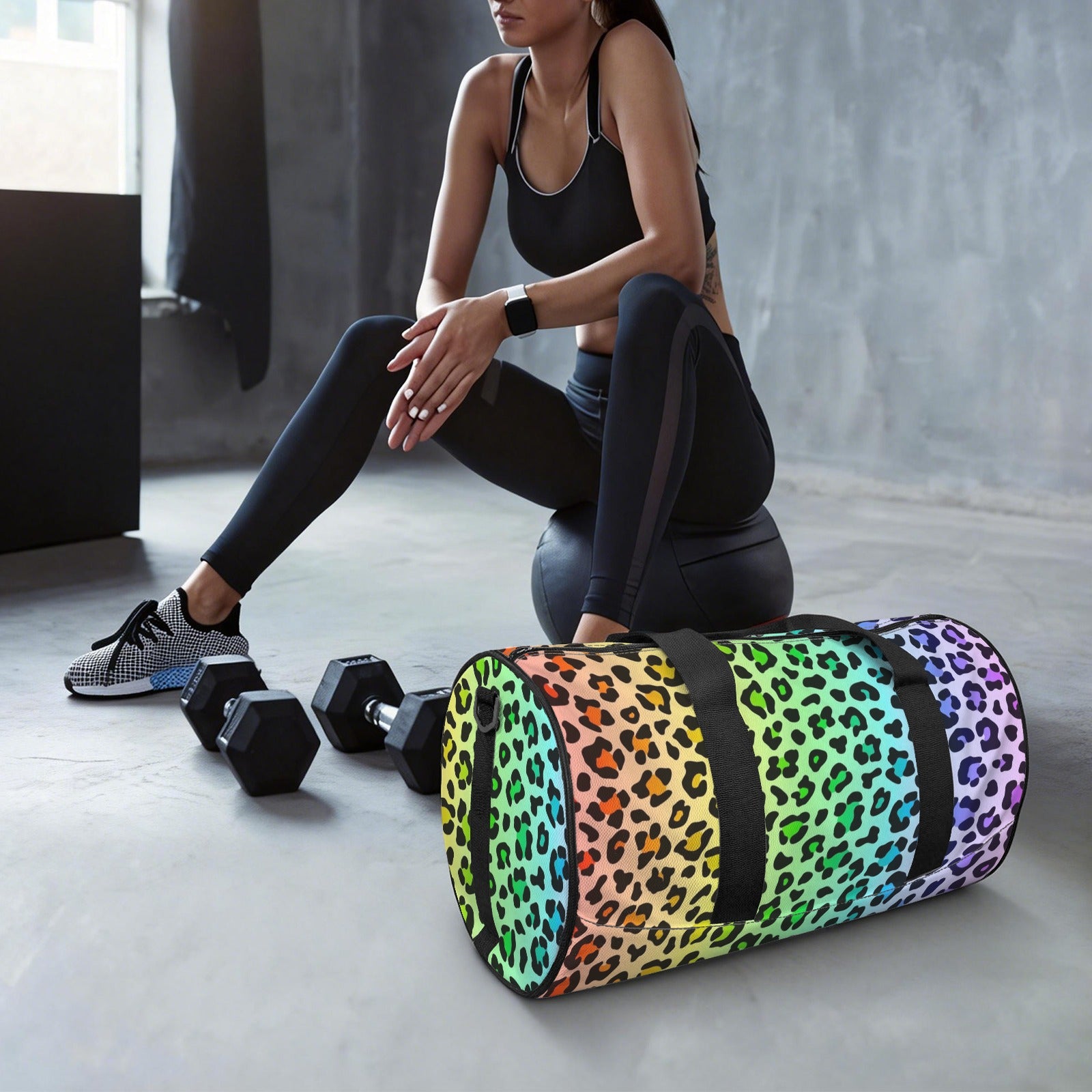 Rainbow Leopard Print Duffle Bag Duffle Bag Printed Offshore