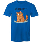 Cat Seriously? - Mens T-Shirt Bright Royal Mens T-shirt animal Printed In Australia