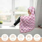 Pink Cat Doughnuts Kids Hooded Blanket 100cm x 130cm