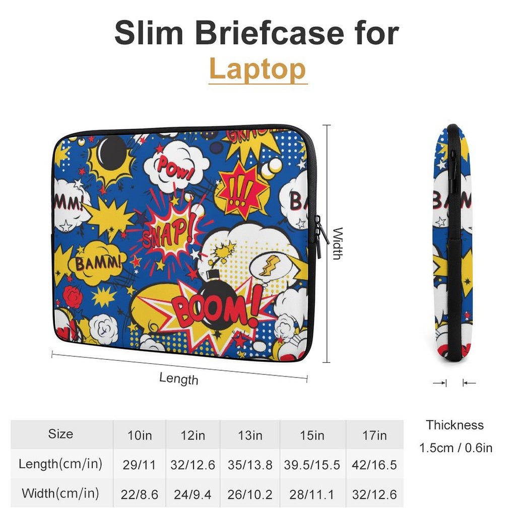 Blue Comic Book Laptop Sleeve (Multiple Sizes) Laptop Sleeve comic Printed Offshore