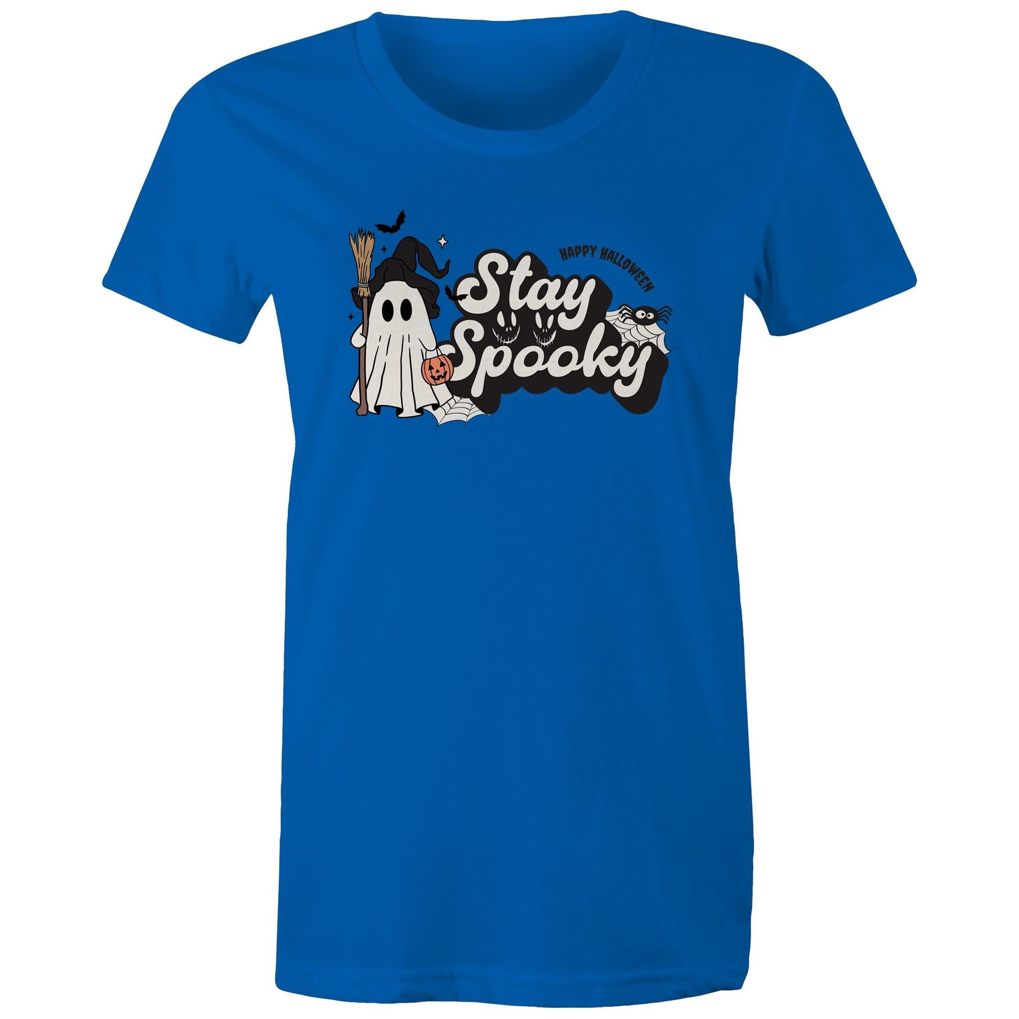 Stay Spooky, Halloween - Womens T-shirt Bright Royal Womens T-shirt Halloween Printed In Australia