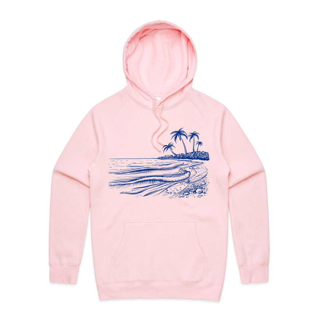 Surf Beach - Mens Hoodie Pink Mens Hoodie Printed In Australia Summer Surf