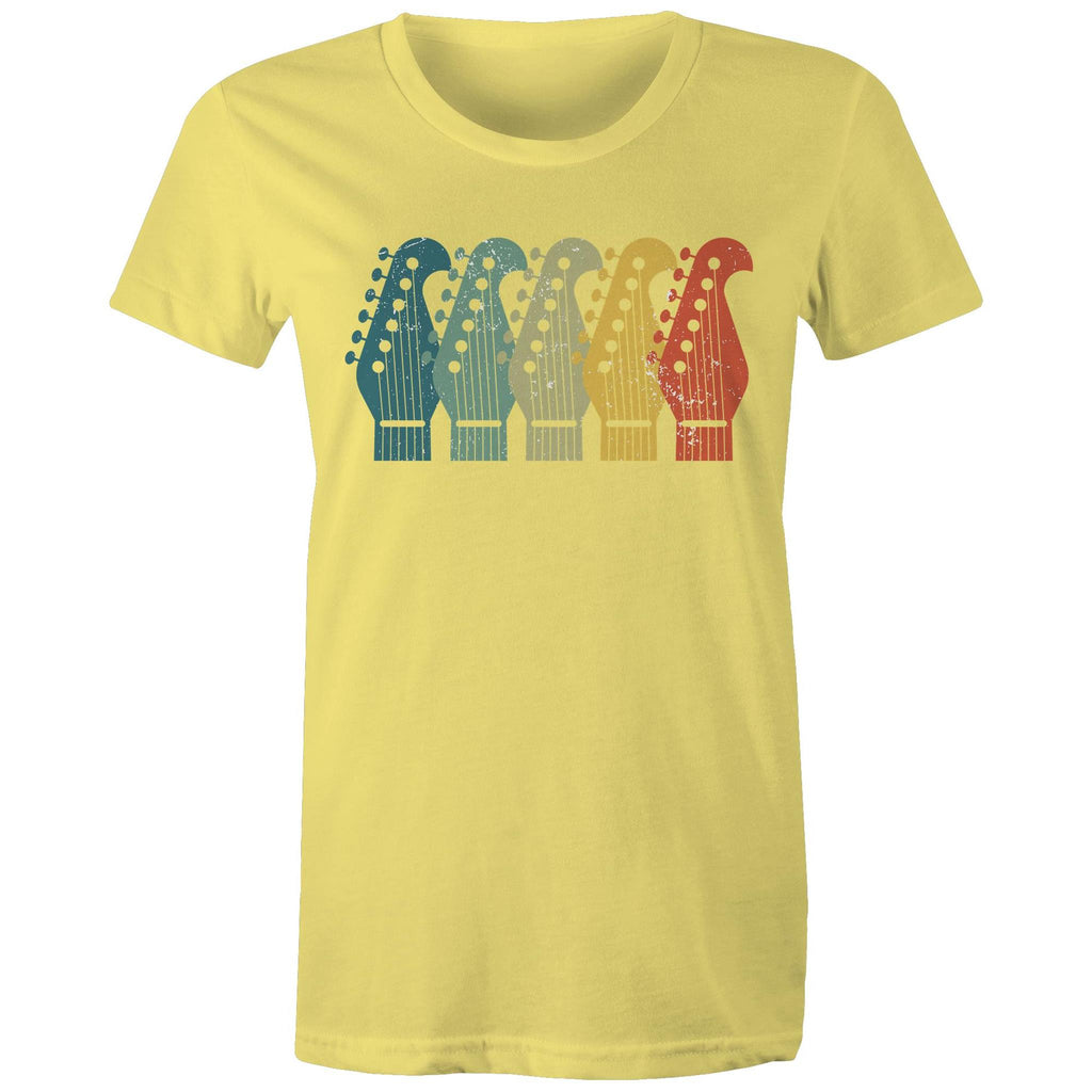 Guitar Headstocks - Womens T-shirt Yellow Womens T-shirt Music Printed In Australia