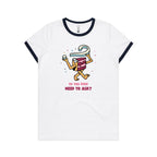 Cake, Do You Even Need To Ask - Women's Ringer Tee White Navy Womens Ringer T-shirt Food Printed In Australia