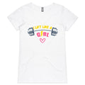 I Lift Like A Girl Women's AS Colour V-Neck T-Shirt White Womens Active V-Neck T-shirt Fitness Printed In Australia