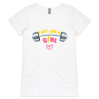 I Lift Like A Girl - Womens V-Neck T-Shirt White Womens Active V-Neck T-shirt Fitness Printed In Australia