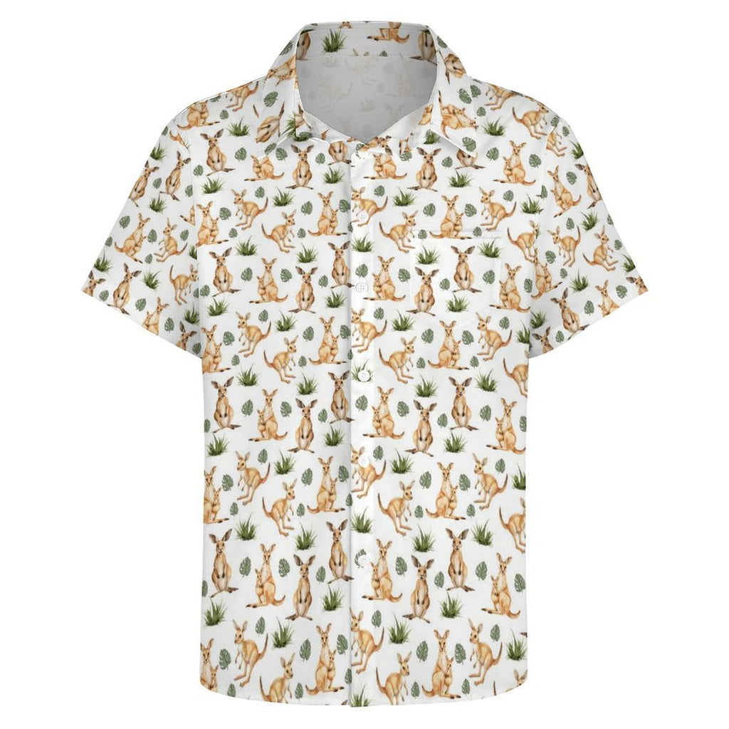 Kangaroos Women's Short-Sleeve Button Up Shirt Women's Short-Sleeve Button Up Shirt animal Printed Offshore