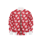 Red Retro Foliage Kids Bomber Jacket XL Kids Bomber Jacket Plants Printed Offshore