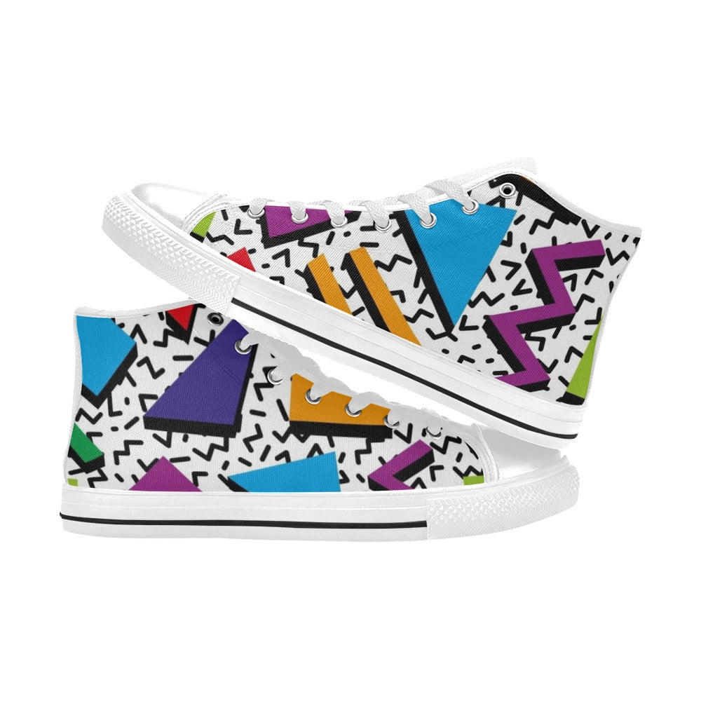 80's Abstract - Women's High Top Canvas Shoes Womens Classic High Top Shoes Printed Offshore Retro