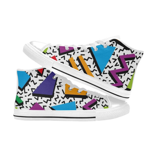 80's Abstract - Women's High Top Canvas Shoes Womens Classic High Top Shoes Printed Offshore Retro