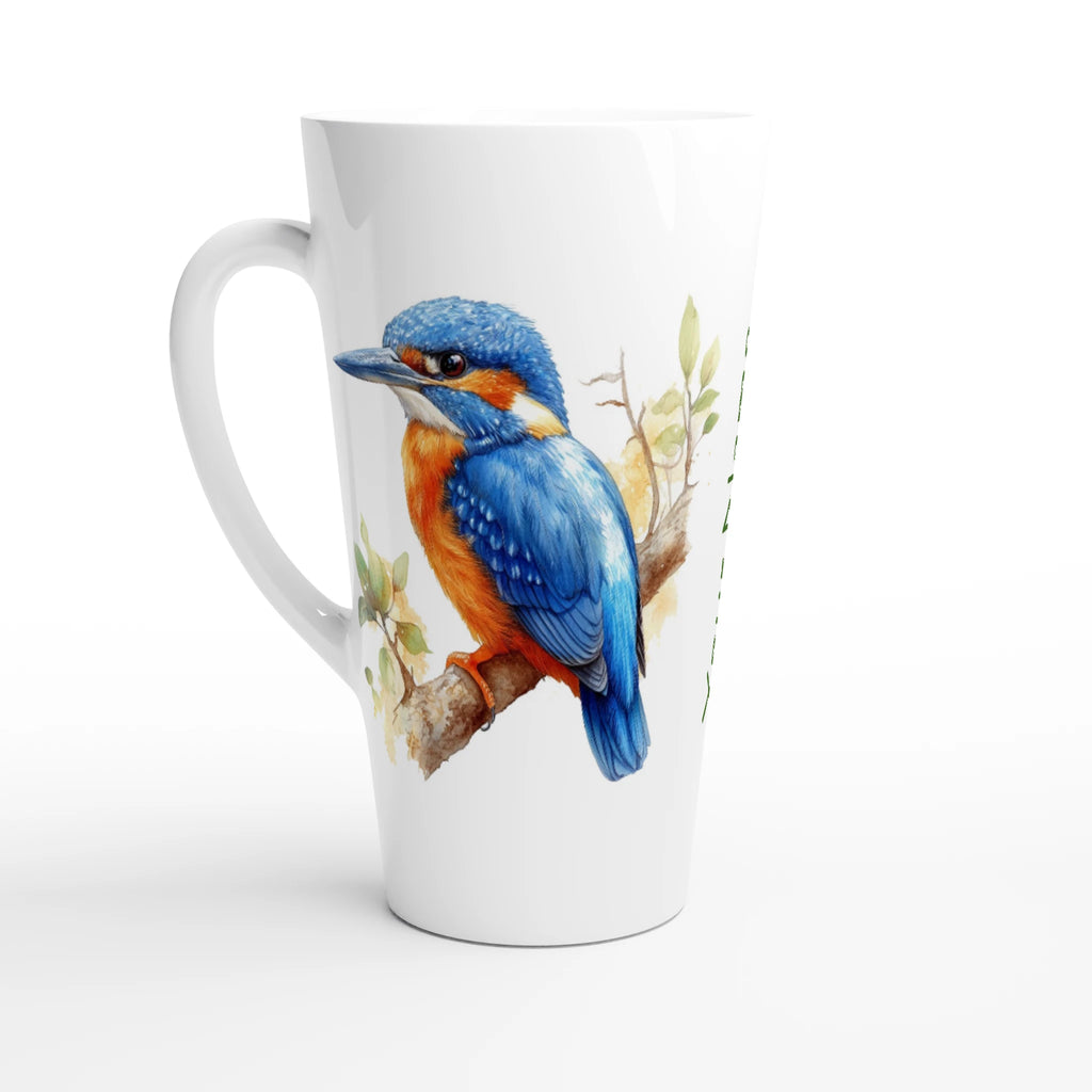 Personalise - Kingfisher, Australian Birds - White Latte 17oz Ceramic Mug Default Title Personalised Latte Mug animal Globally Fulfilled