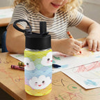 Rainbow Clouds 12oz Kids Water Bottle with Straw Lid