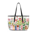 Books, Flowers And Butterflies PU Leather Tote Bag Large One Size Leather Tote Bag-Large Printed Offshore