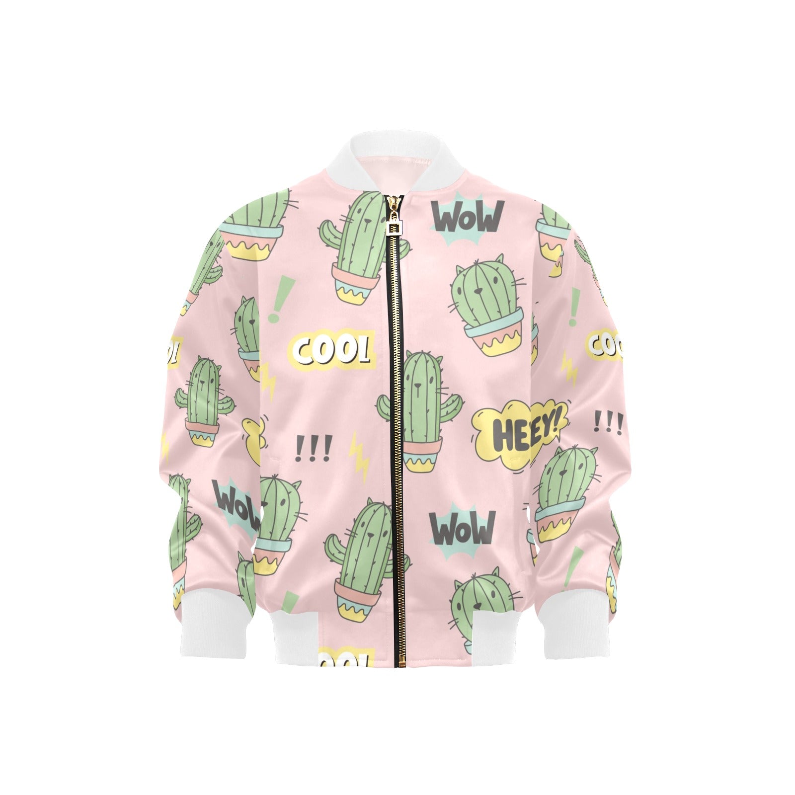 Cool Cat Cactus Kids Bomber Jacket XL Kids Bomber Jacket Plants Printed Offshore
