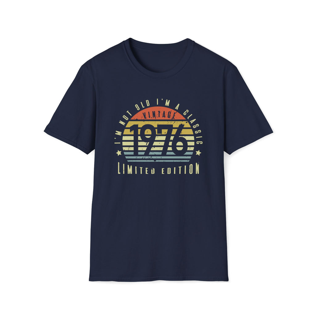 Turning 50, Vintage 1976 Unisex Softstyle T-Shirt Navy Unisex Adult T-shirt Australian Printer Birthday Retro