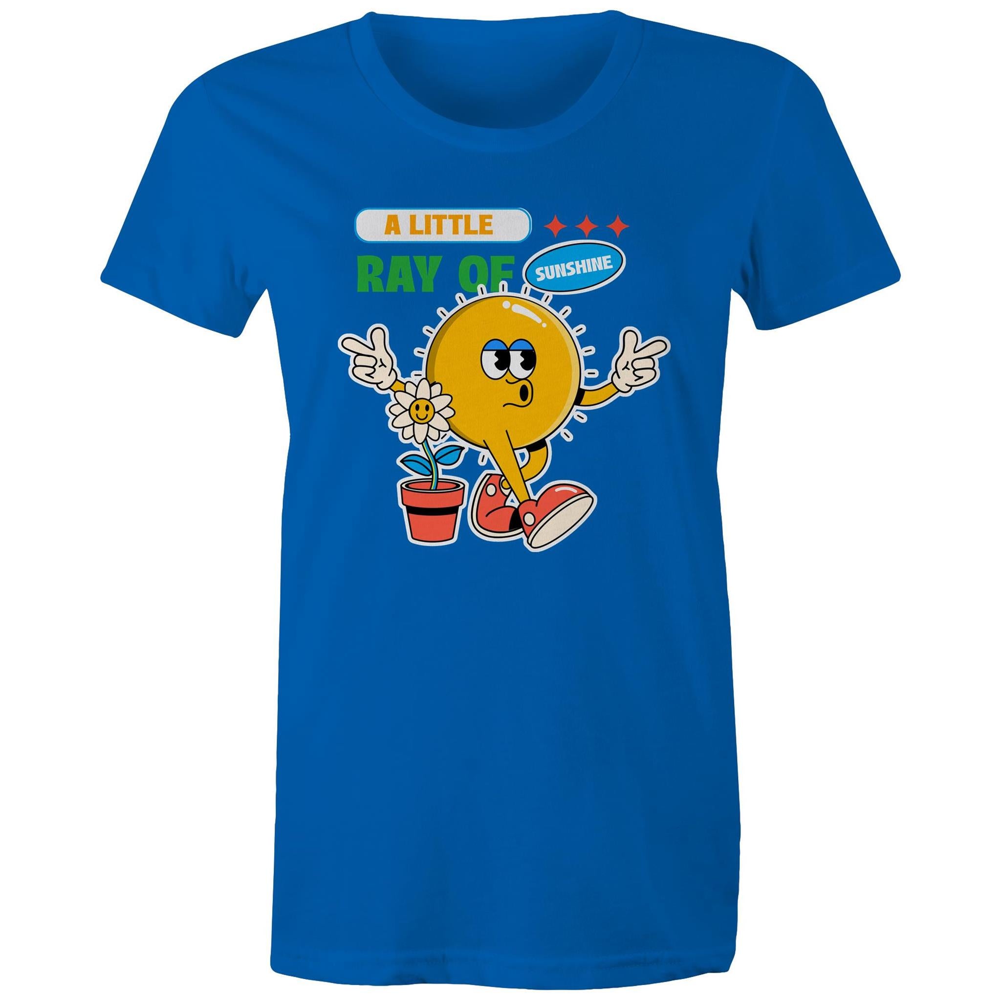 A Little Ray Of Sunshine - Womens T-shirt Bright Royal Womens T-shirt Positivity Printed In Australia
