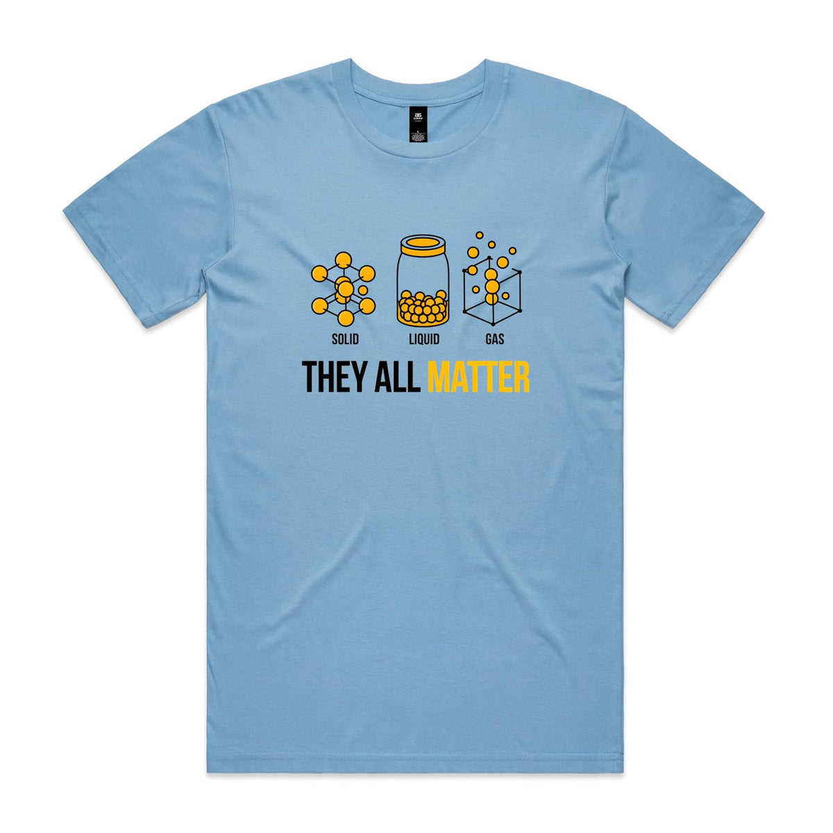 They All Matter Solid Liquid Gas Men's AS Colour T-shirt Carolina Blue Mens T-shirt Printed In Australia Science