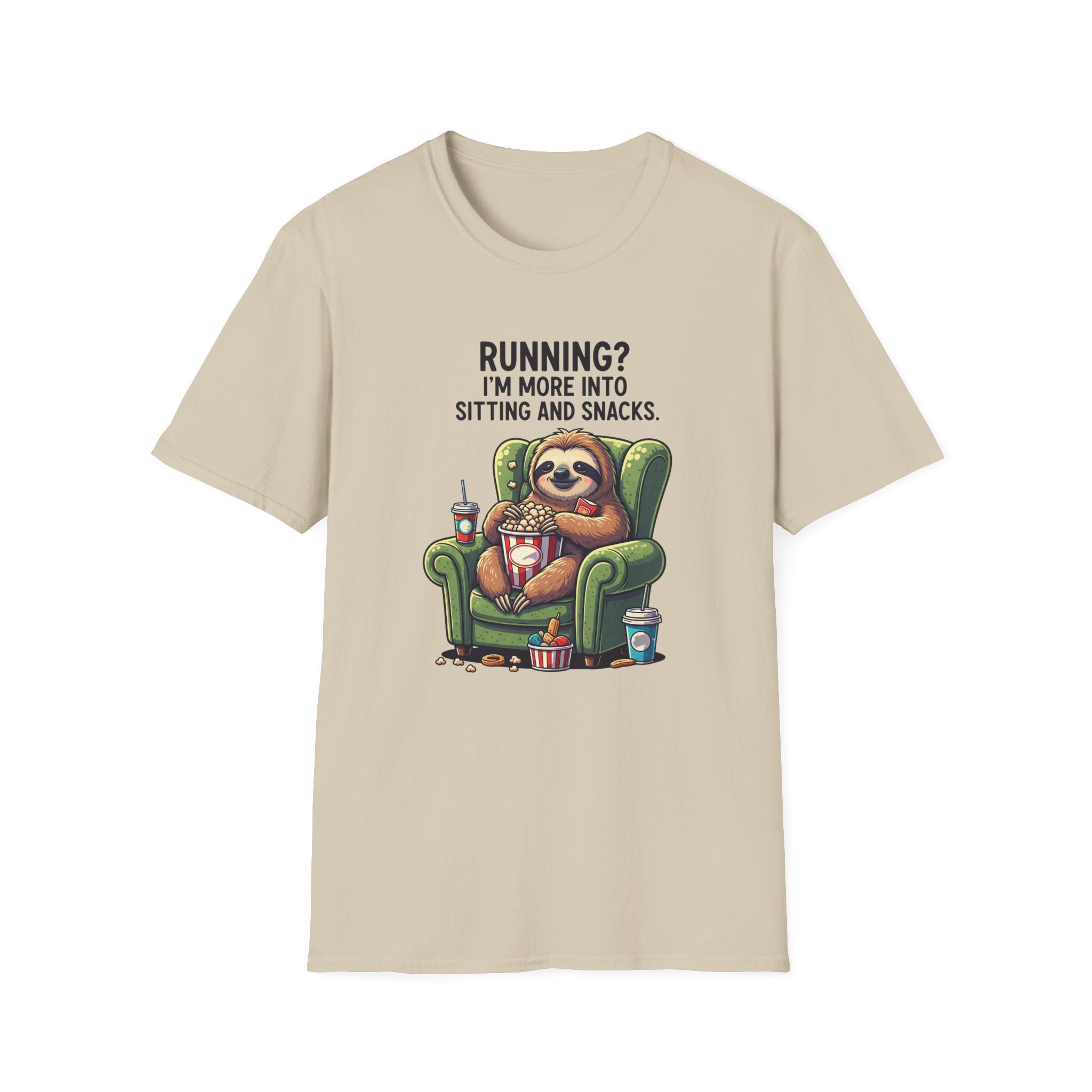 Sloth, Running, I'm More Into Sitting And Snacks - Unisex Softstyle T-Shirt