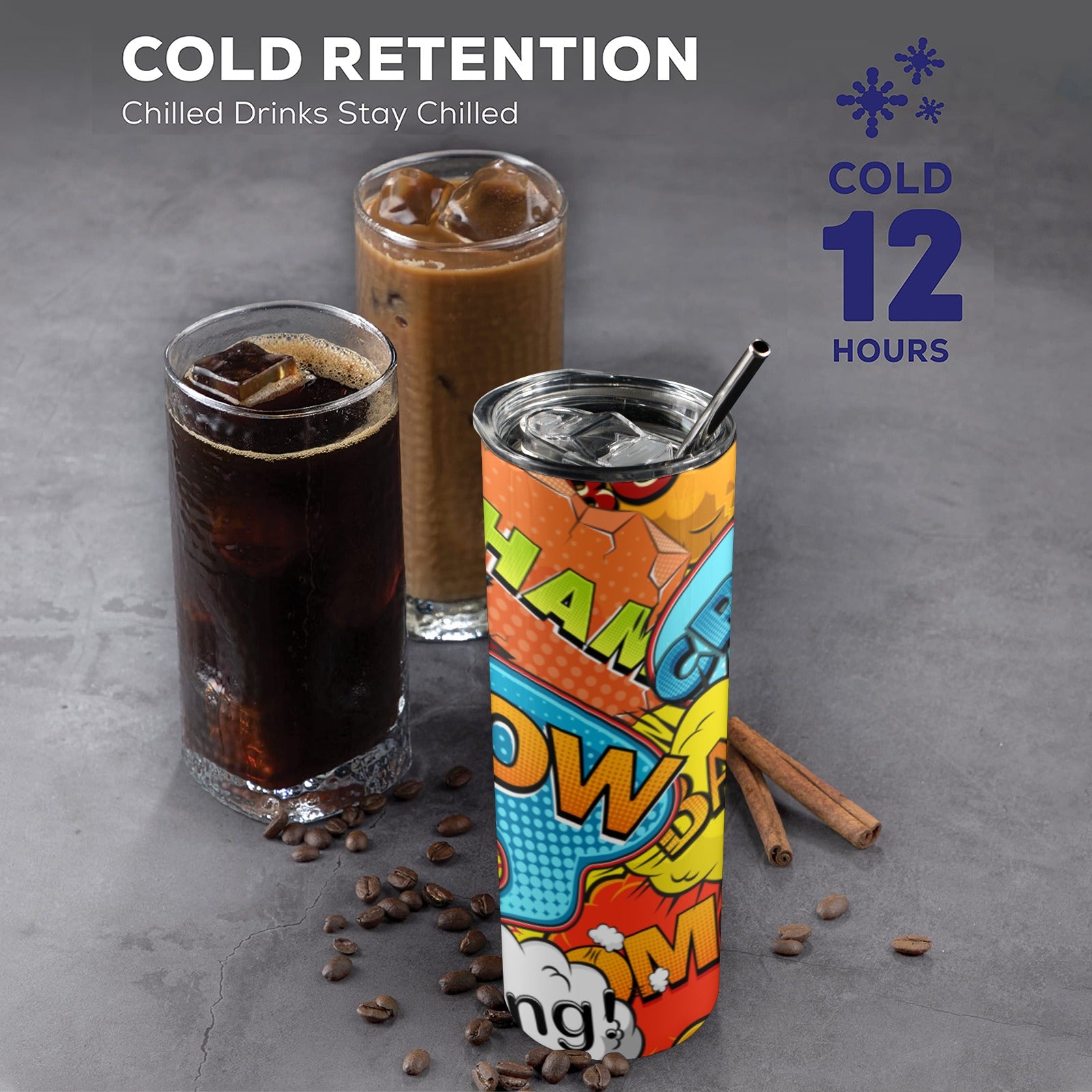 Comic Book 2 20oz Tall Skinny Tumbler with Lid and Straw