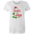 Santa Is Judging You - Womens T-shirt White Womens Christmas T-shirt Christmas Printed In Australia