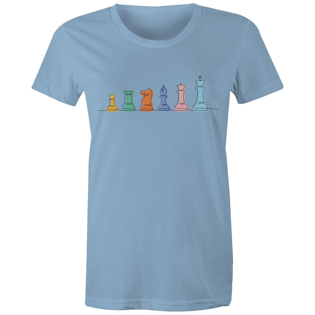 Chess - Womens T-shirt Carolina Blue Womens T-shirt Chess Games Printed In Australia