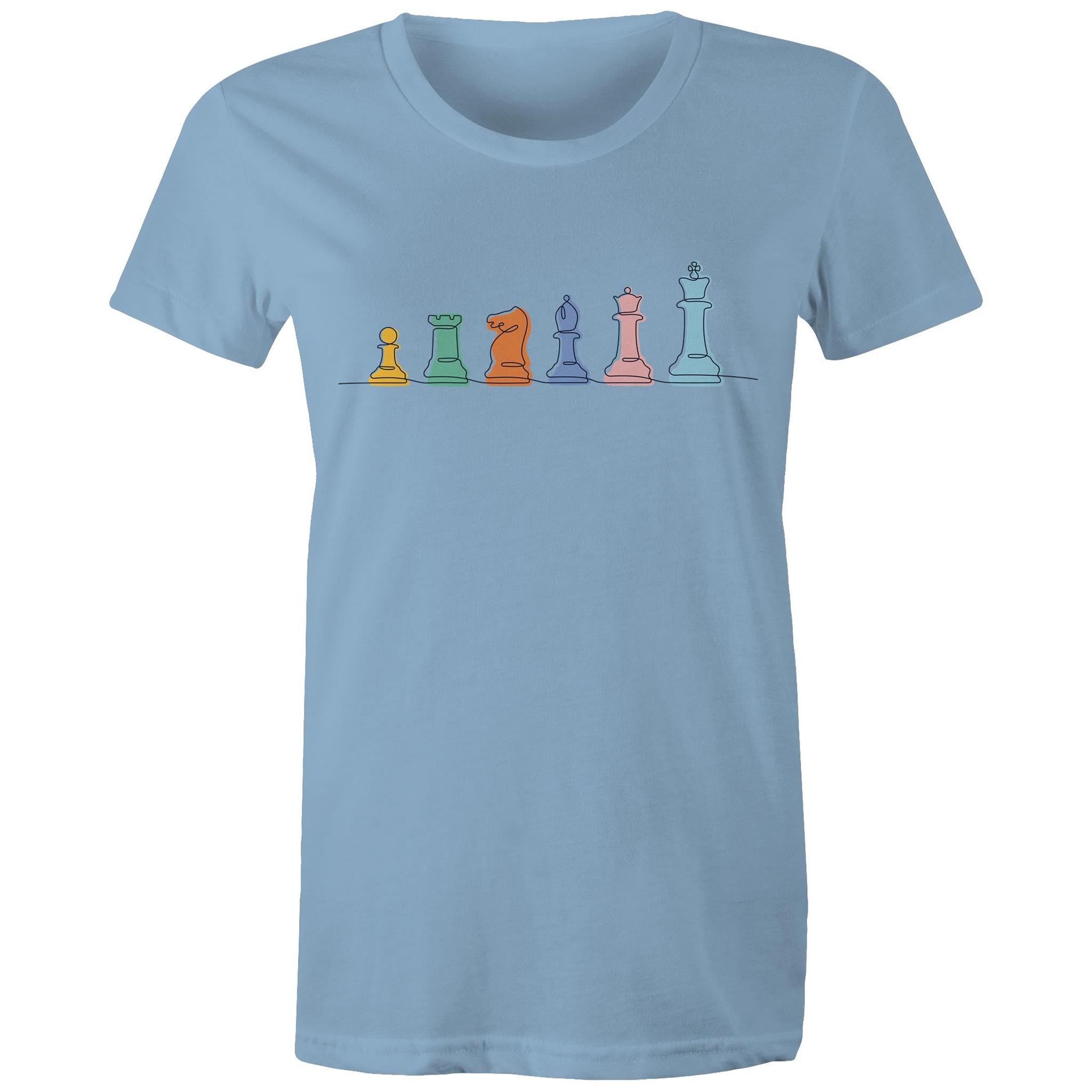 Chess - Womens T-shirt Carolina Blue Womens T-shirt Chess Games Printed In Australia