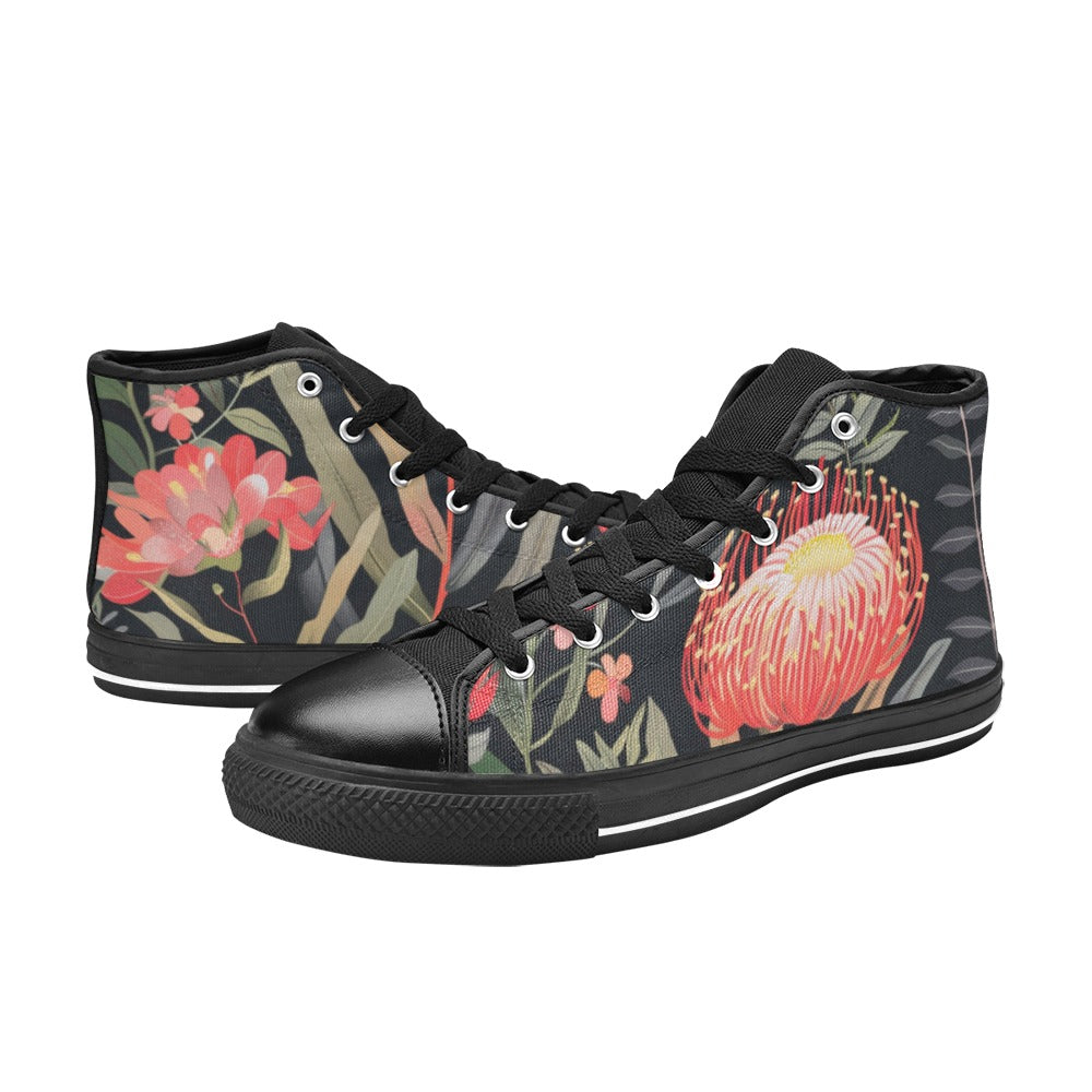Australian Waratah Flower - Women's High Top Canvas Shoes