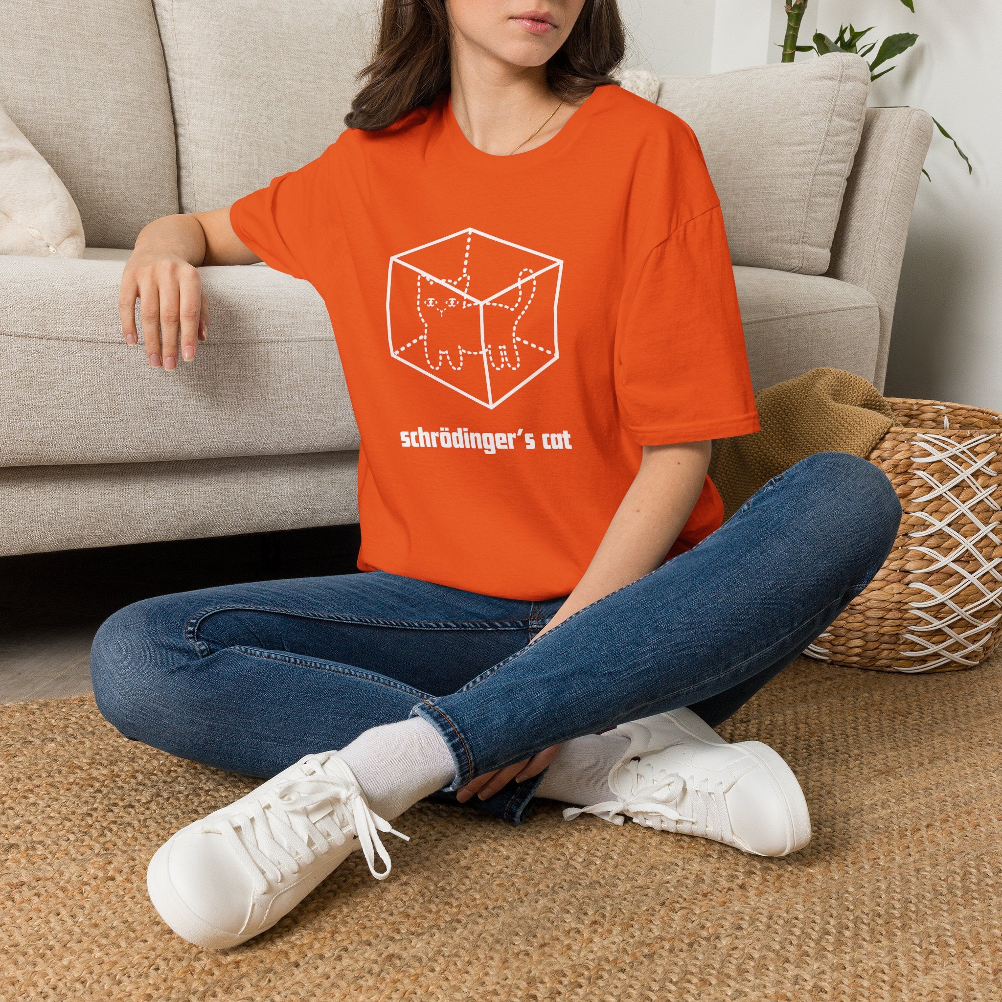 Schrödinger's Cat Unisex T-Shirt Orange Unisex Adult T-shirt animal Globally Fulfilled Science