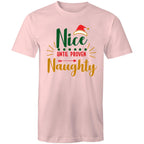 Nice Until Proven Naughty, Christmas - Mens T-Shirt Pink Mens Christmas T-shirt Christmas Printed In Australia