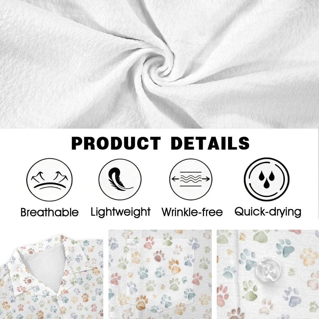 Paw Print Men's Crinkle Hawaiian Shirt