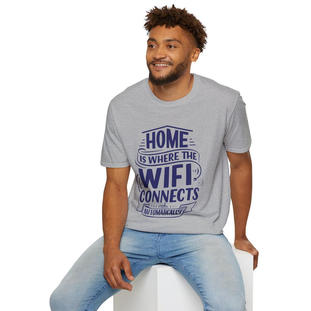 Home Is Where The WIFI Connects Automatically - Unisex Softstyle T-Shirt