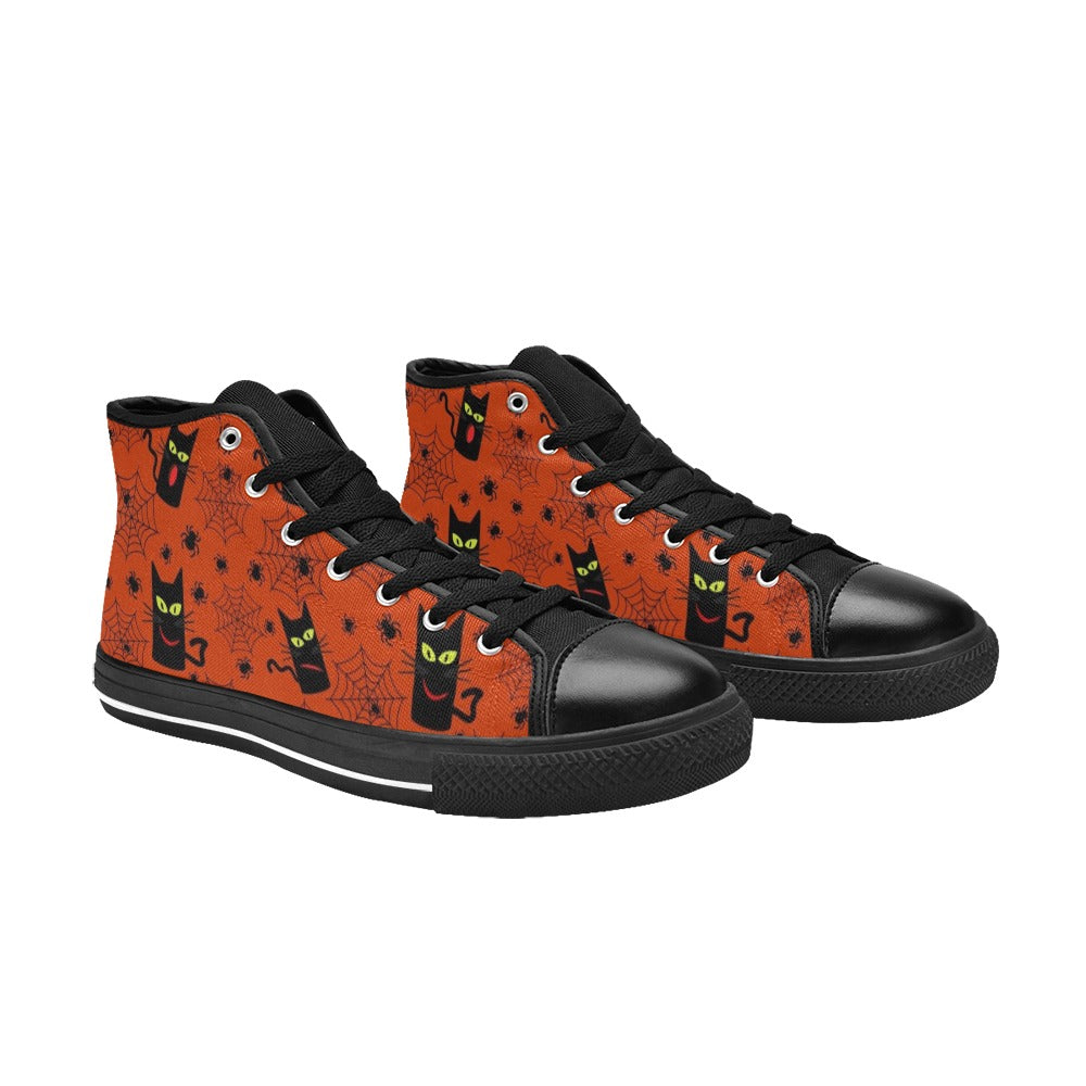 Halloween Black Cats Men's High Top Canvas Shoes Men's Classic High Top Canvas Shoes animal Halloween Printed Offshore