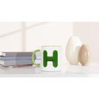 Personalised - Grass Initial - White 11oz Ceramic Mug with Color Inside Personalised 11oz Mug Customise Globally Fulfilled Name Personalise