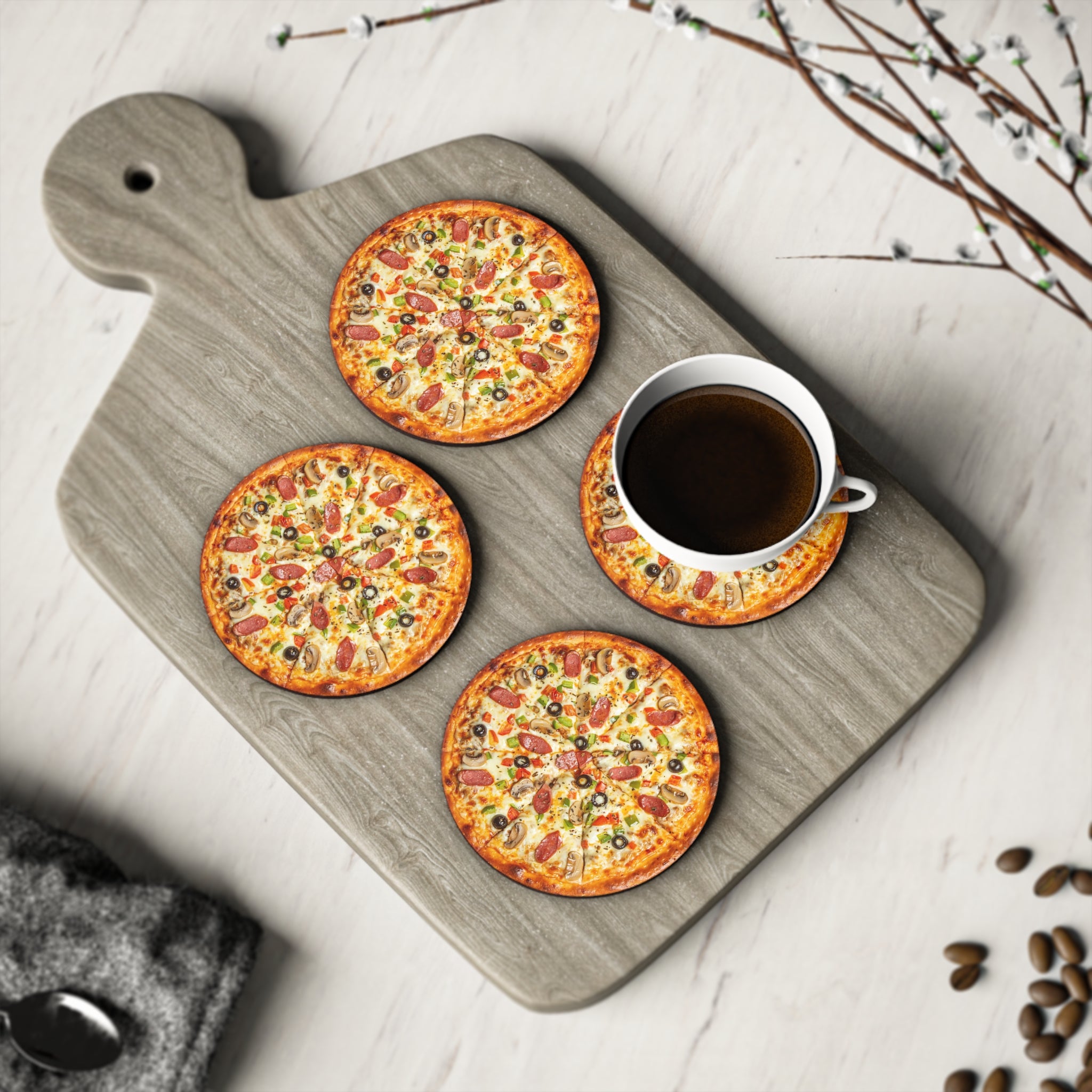 Pizza - Round Coasters Round Coaster Australian Printer Food