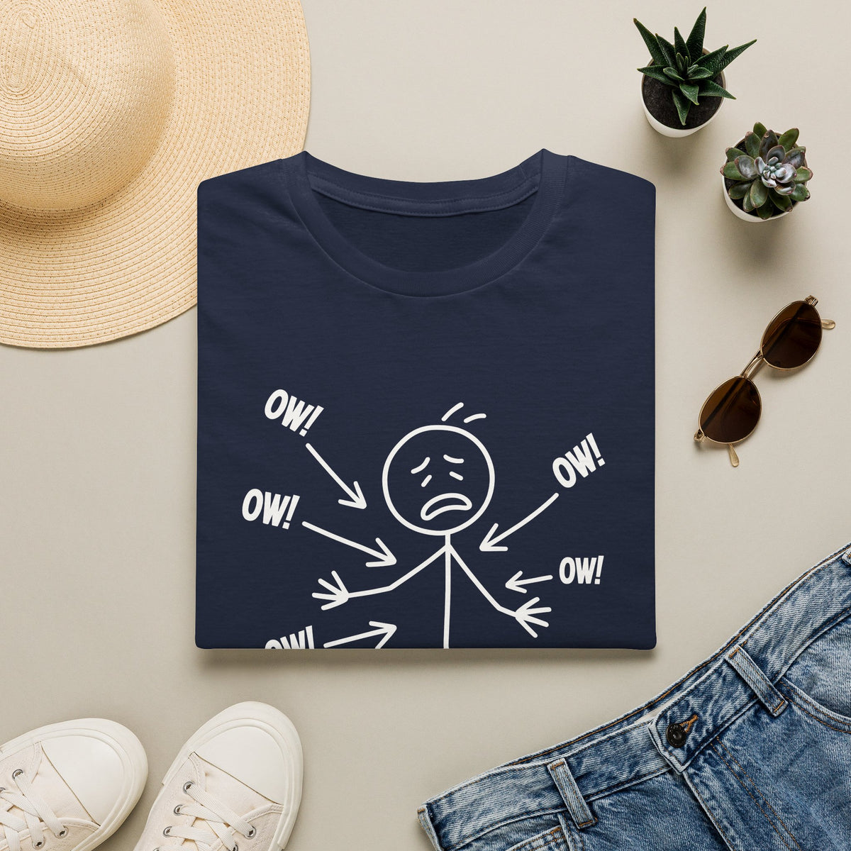 Ow! Everything Hurts Stick Figure Unisex T-Shirt Unisex Adult T-shirt Globally Fulfilled