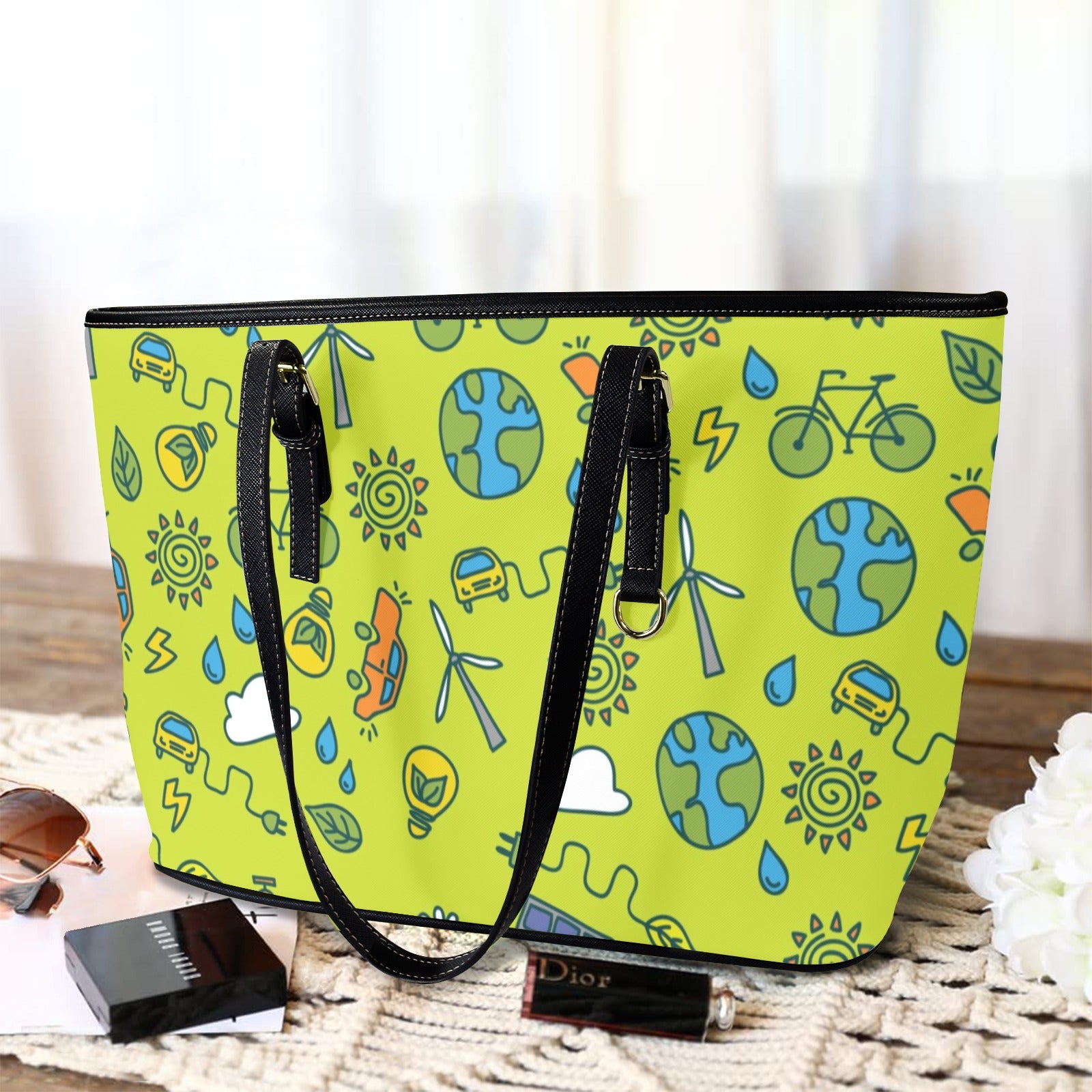 Go Green - Leather Tote Bag-Large