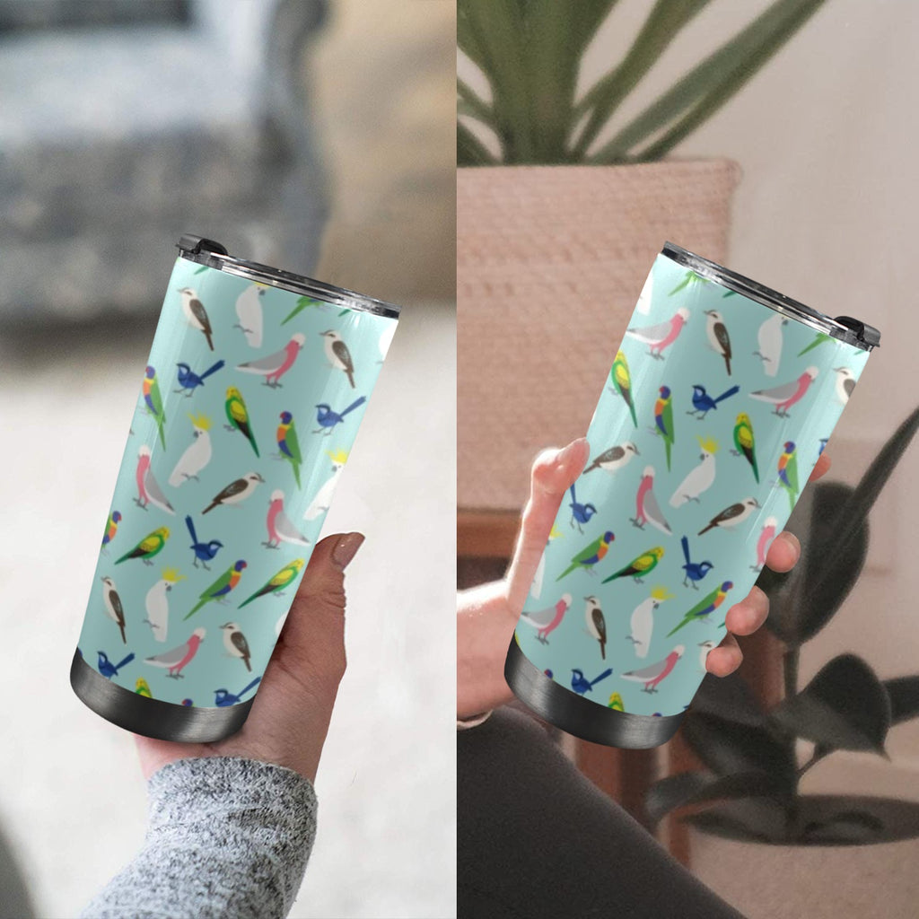 Australian Birds 20oz Mobile Tumbler with Lid (Black Lock) 20oz Travel Mug Australia Birds Printed Offshore