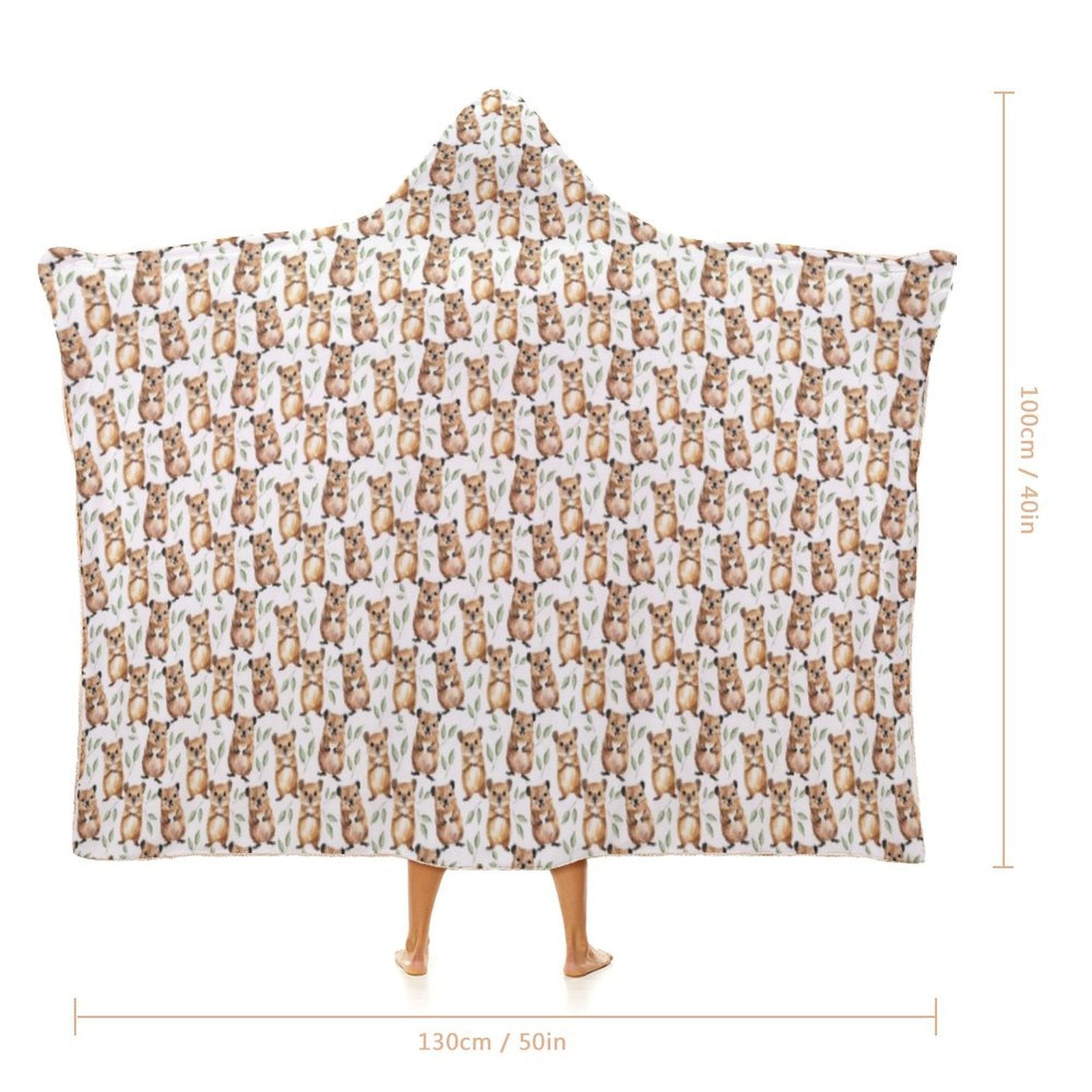 Quokkas Kids Hooded Blanket 100cm x 130cm