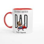 Personalised - Dad, The Original Superhero - White 11oz Ceramic Mug with Colour Inside Ceramic Red Personalised 11oz Mug comic Customise Dad Globally Fulfilled Name Personalise