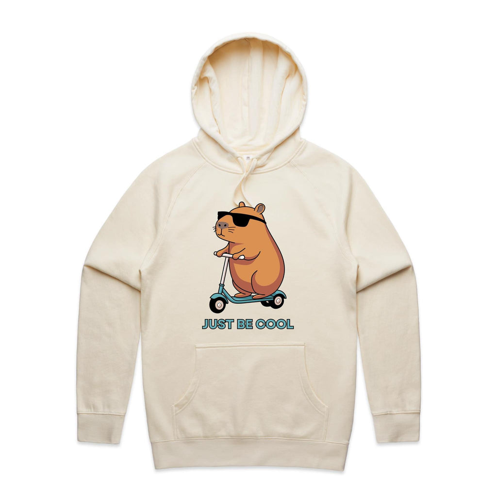 Just Be Cool, Capybara - Mens Hoodie Ecru Mens Hoodie animal Printed In Australia
