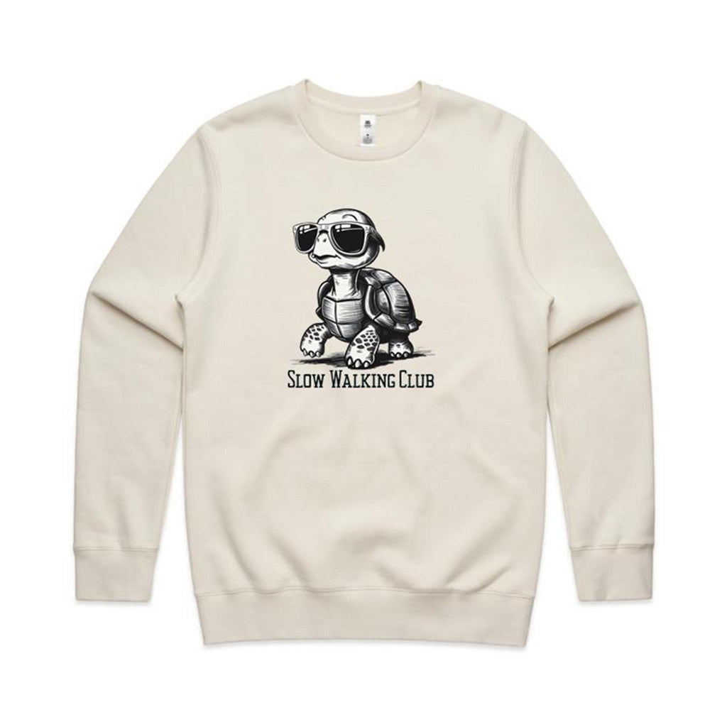 Slow Walking Club, Tortoise - AS Colour Stencil Crew Ecru Sweatshirt animal Fitness Printed In Australia