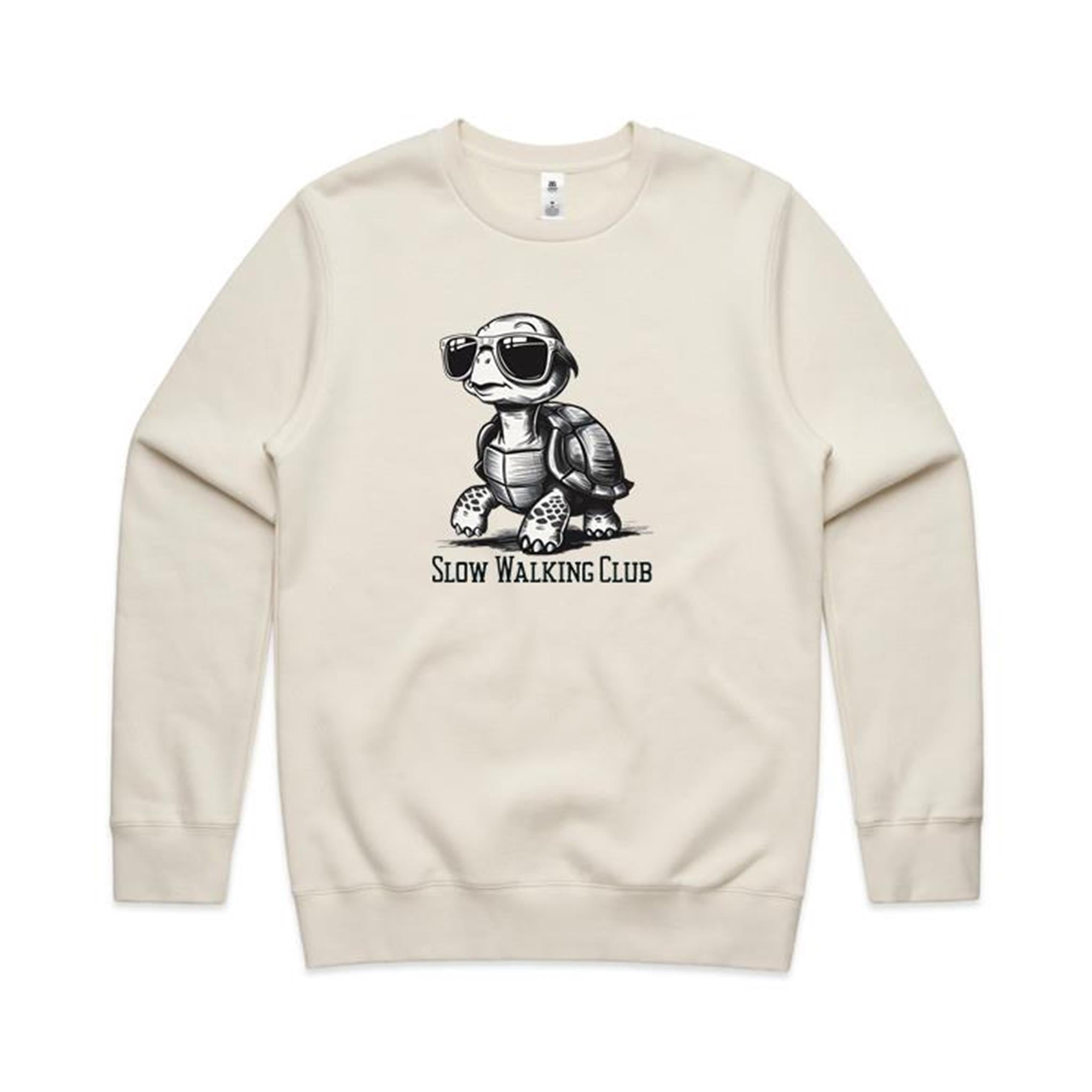 Slow Walking Club, Tortoise - AS Colour Stencil Crew Ecru Sweatshirt animal Fitness Printed In Australia