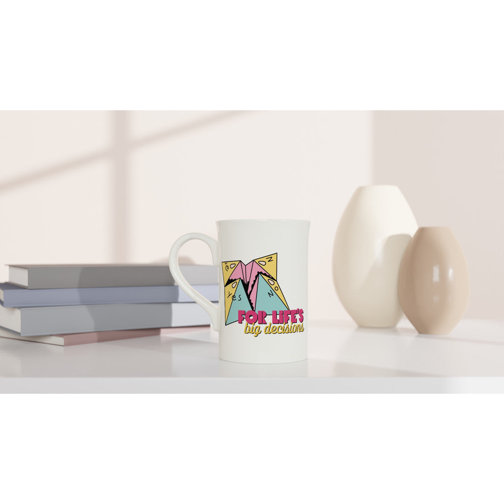 For Life's Big Decisions - White 10oz Porcelain Slim Mug Porcelain Mug Games Globally Fulfilled