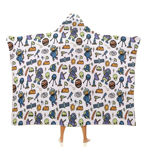All About Space Kids Hooded Blanket 100cm x 130cm white 40"×50" Kids Hooded Blanket Printed Offshore Space