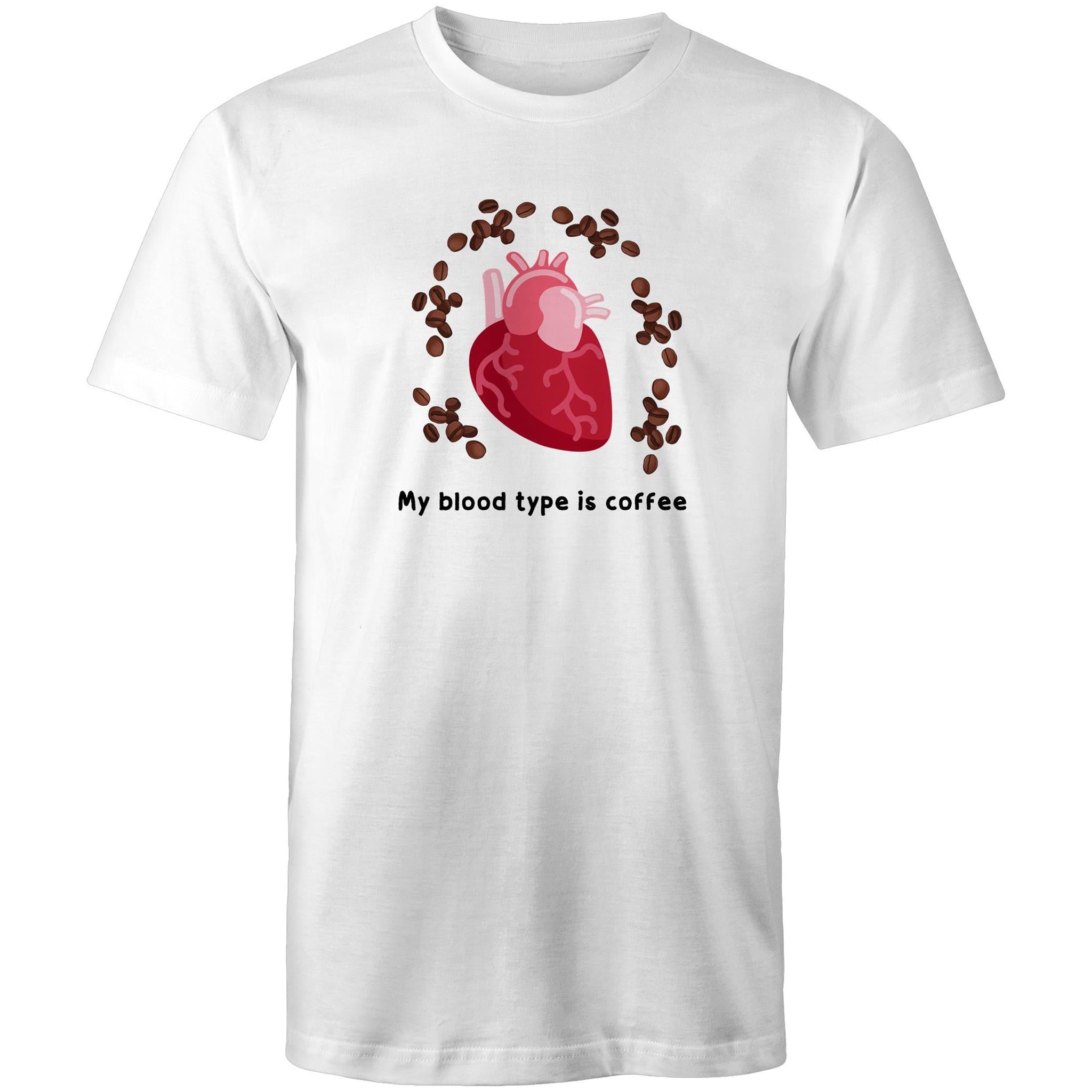 My Blood Type Is Coffee - Mens T-Shirt White Mens T-shirt Coffee Printed In Australia